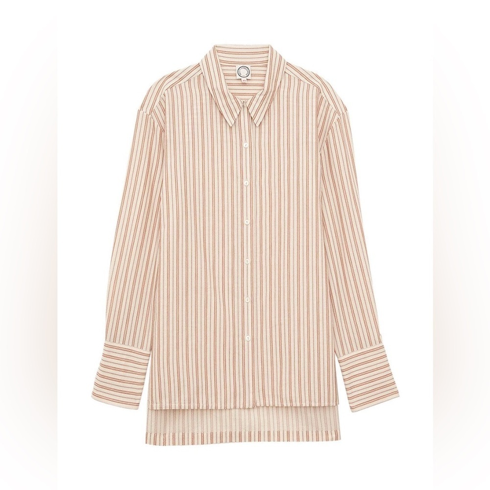 10 Ines De La Fressange Shirt High Low Hem Button Front Size 36